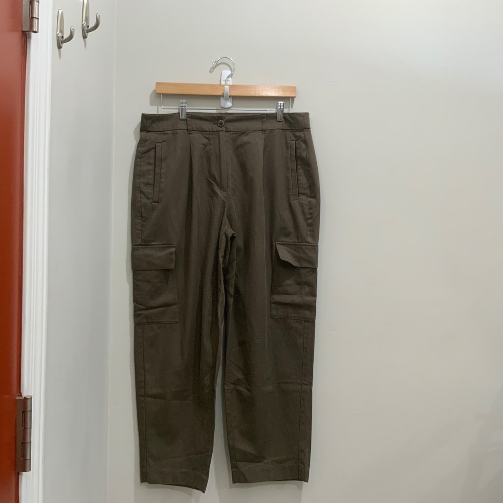 Old Navy Taylor Straight Trouser High Rise Cargo Pants Olive Green L Petite